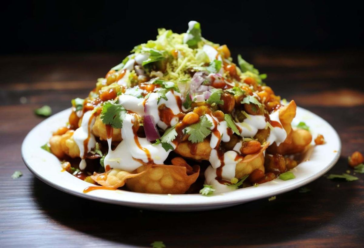 Authentic Indian street food with bold, tangy flavors and fresh ingredients of Samosa Chaat and Papdi Chaat